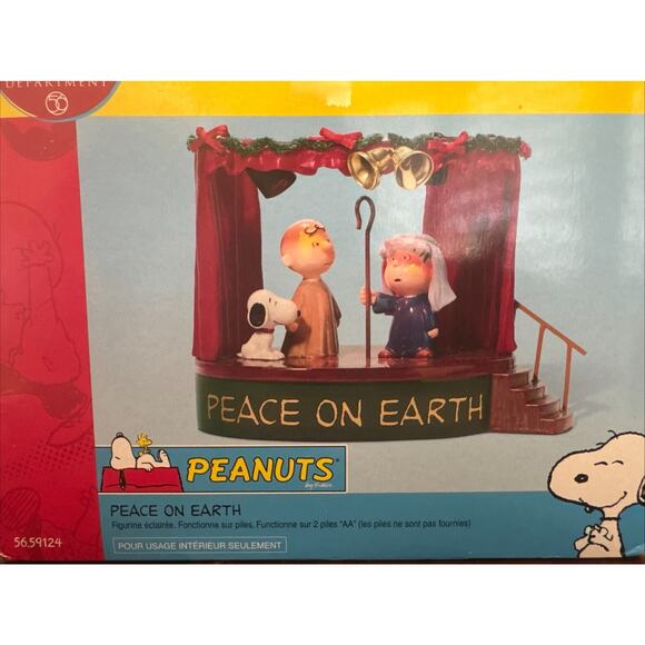 Dept 56 Accessories PEACE ON EARTH Ceramic Peanuts Charlie Brown Snoopy 59124 - Picture 1 of 5